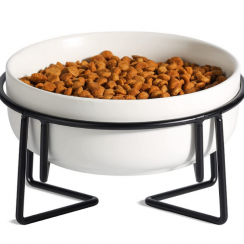 10 pcs Ceramic Raised Cat Bowl with Metal Stand
